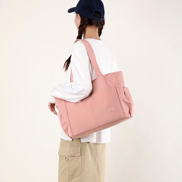 Women's Pink Large Purse Tote Bag Lightweight Handbag Satchel Shoulder Bag - Picture 2 of 7